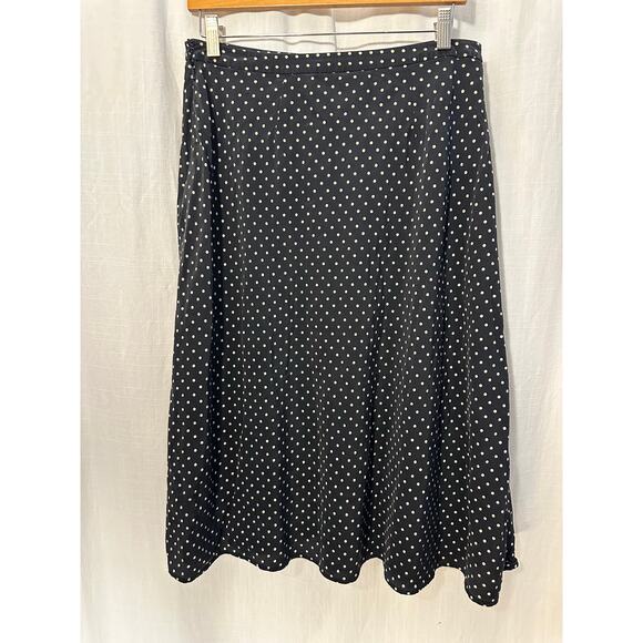 Kate Hill Womens Silk Midi Skirt Black with Polka Dots Size 10 - Picture 4 of 8